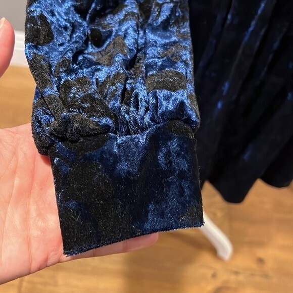 ModCloth large blue crush velvet damask dress - Picture 3 of 5